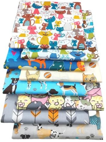 Baumwollstoff Tiermuster Stoffpaket Patchwork Stoff Motivstoff Nähstoff | Das Stoffpaket mit verschiedenen Mustern ist ideal für Patchwork, Nähen, Basteln und individuelle Handarbeiten.