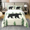 Homewish Kabinenbär 100% Baumwolle Bettwäsche Set,Jagd Tier Bettdecke 155x220 für Kinder Teenager Erwachsene,Aquarell Grüne Bäume Bettbezug,Bauernhaus Bett Set mit 1 Kissenbezug Schlafzimmer Dekor
