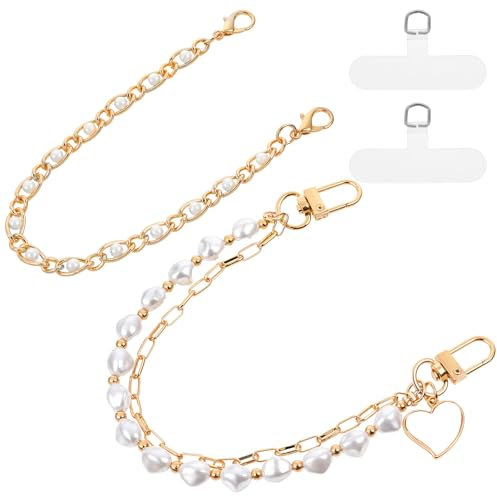 Aeaocvo 2Pcs Cell Phone Wrist Lanyard, Phone Case Strap with T-Shaped Patch, Phone Chain Wristlet, Anti-Loss Phone Lanyard for Women Girls