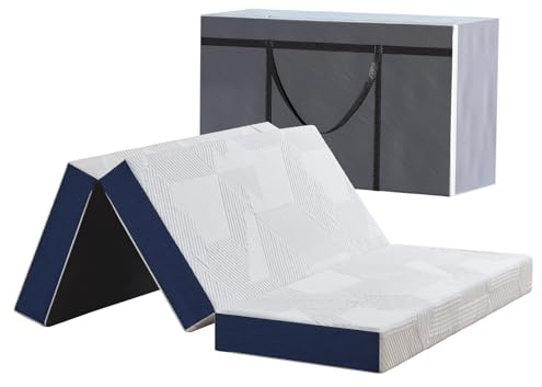 Hiimgo Faltmatratze 120 x 190 x 10 cm, atmungsaktiver und waschbarer Bezug, Memory Foam mit Gel, Tragetasche, perfekt für Gästebetten