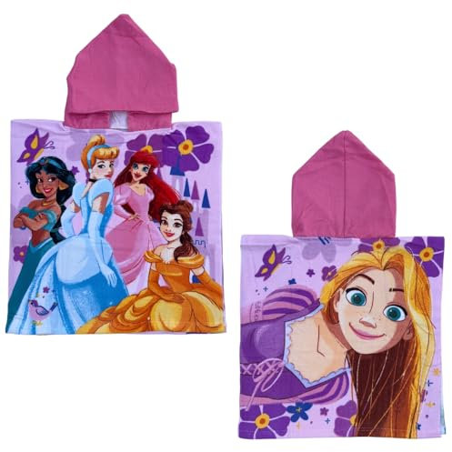 CARTOON Badeponcho für Kinder aus Polyester-Mikrofaser Größe 50 x 100 cm Strand Pool, prinzessinnen, Einheitsgröße