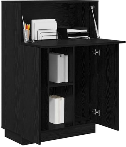 vidaXL Schreibtisch Schwarz Eichen-Optik 71.5 x 31.5 x 106.5 cm | Schlankes und minimalistisches Finish in Schwarz Eiche, Perfekt organisierter Platz für deine Bücher und Kleinigkeiten,