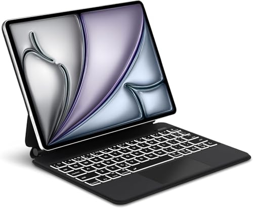 IVEOPPE Magnetic Keyboard Case for iPad Air 11 Inch M2 2024, Keyboard for iPad Air 5th/ 4th, 7-Color Backlight, Multi-Touch Trackpad, Black