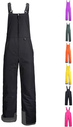 PAIDAXING Pantaloni da sci impermeabili per bambini unisex maschi femmine spessi caldi con cerniera pantaloni da neve casual bambini piccoli termici da sci snowboard salopette con tasche invernali