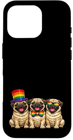 Custodia per iPhone 16 Pro 3 Carlini In Fila Cani Pride Bandiera Arcobaleno LGBTQ+