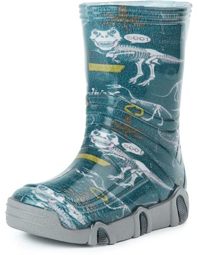 Ladeheid Kinder Mädchen Jungen Gummistiefel SwkBW 27 (Dunkelblau Dinosaurier, 21/22 EU)