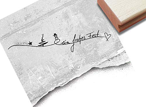 Stempel Weihnachtsstempel EIN FROHES FEST Handschrift - Schriftstempel Weihnachten Karten Geschenkanhänger Geschenk Weihnachtsdeko - zAcheR-fineT