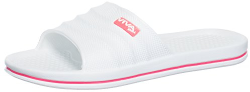 Brandsseller Claquettes de bain/chaussures de plage pour femme - Uni avec rayures latérales sur la semelle - Blanc - Blanc., 40 EU