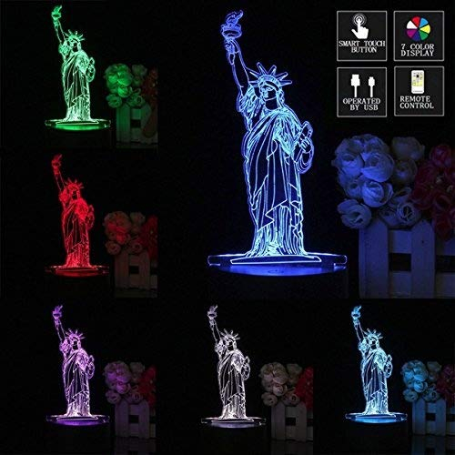 MASUNN 3D New York City Freiheits Statue Berühren Fernbedienung 7 Farbe Wechseln Led Nacht Lampe Licht Geschenk