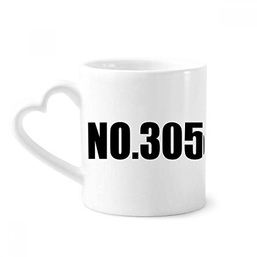 Lucky No.305 Number Name Coffee Mugs Pottery Ceramic Cup with Heart Handle 12oz Gift