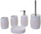 5-teiliges Badset HWC-C73, WC-Garnitur Badezimmerset Badaccessoires, Keramik - weiß