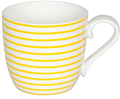 Könitz Lines Sun Becher, Tasse, Kaffeetasse, Bone China, Gelb Gestreift, 400 ml, 11 2 057 2335