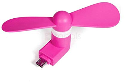 Promotech Mini USB Fan for Mobile Phone, Laptop, Tablet or PC with USB/micro-USB Connector (Pink)