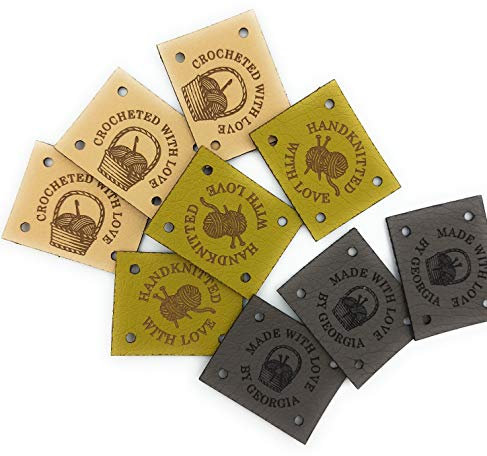 Kunstleder Etiketten zum Einnähen, Personalisierte Etiketten, Logo Etiketten, Vegan Leather Labels, Branding Labels, 25 St.