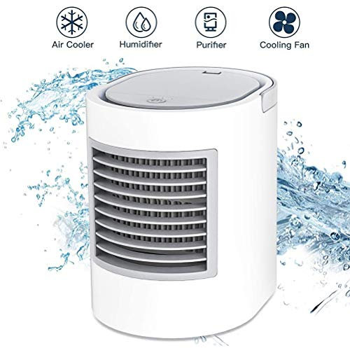 MTTKTTBD Mini Klimaanlage Tragbare Mobile Luftkühler,USB Personal Air Cooler Tischventilator Luftbefeuchter Verdunstungsgerät mit 3 Geschwindigkeiten für Zuhause Büro Outdoor