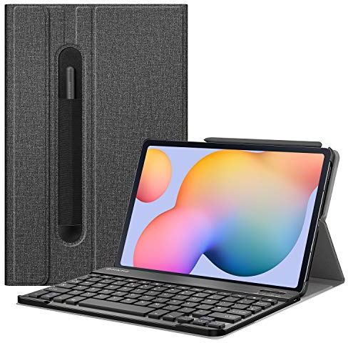 Fintie Keyboard Case for Samsung Galaxy Tab S6 Lite 10.4 Inch 2024/2022/2020, Slim Stand Cover with S Pen Holder, Detachable Wireless Bluetooth Keyboard (UK Version), Grey