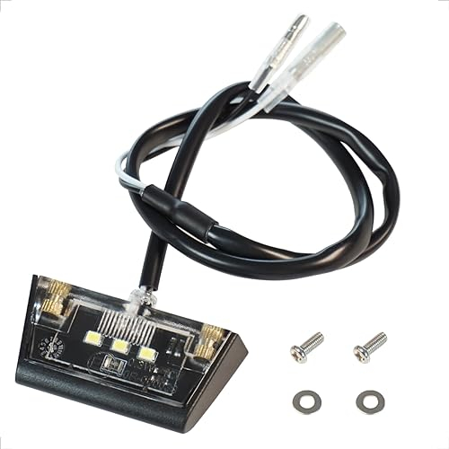 evermotor Eclairage Plaque Moto, Universel Mini, 12V 0.3W, E32 Homologué, LED plaque d'immatriculation lumière plaque d'immatriculation lumière Auto automobile Quad ATV, noir, étanche IP67
