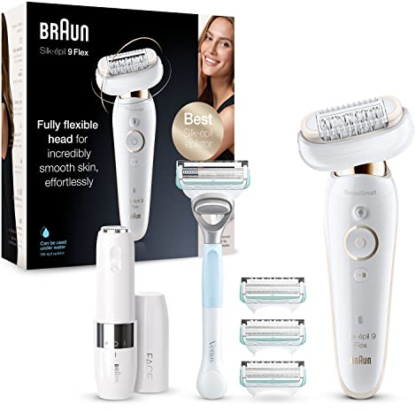 Braun Silk-épil 9 Flex Beauty Set, Epilierer Damen, Haarentfernung mit flexiblem Kopf, kabellose Epilation, inkl. FaceSpa Bürste, Mini-Haarentferner, 9-105