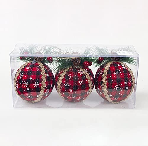 Betos Weihnachtskugel-Ornamente, 7,6 cm, schwarz und rot, kariert, für den Weihnachtsbaum