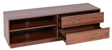 Mendler TV-Rack HWC-J78, Fernsehtisch Lowboard Kommode, Schublade, MDF 42x140x40cm - Walnuss-Optik