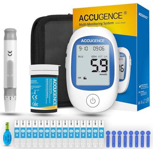 ACCUGENCE 3in1 Multi-function Blood Glucose Monitor With 25 Blood Glucose test strip, Blood Sugar Meter Glucometer -in mmol/L