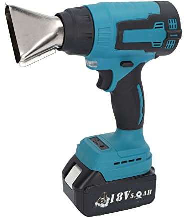 Pistolet à Air Chaud sans Fil Kit de Pistolet à Chaleur Rechargeable à 2 Niveaux de Température 380℃ Maximum avec Buse D'épandage D'air de Concentrateur de Réflecteur 18V