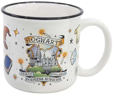 VARZI CARTOLERIA DAL 1956-TAZA Ceramica Desayuno 400 ML | EN Caja Regalo Harry Potter Magic Symbols Merchadising, Multicolor (STOR 6640)