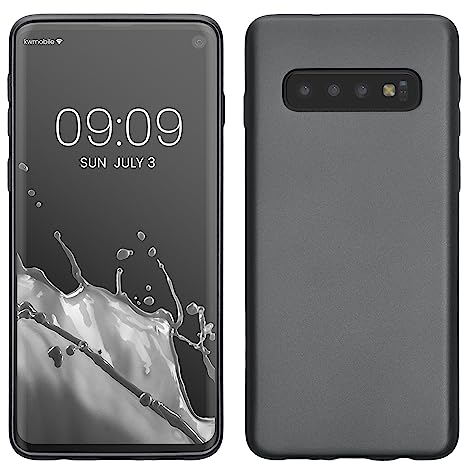 kwmobile Case kompatibel mit Samsung Galaxy S10 Hülle - Schutzhülle aus Silikon metallisch schimmernd - Handyhülle Metallic Grau