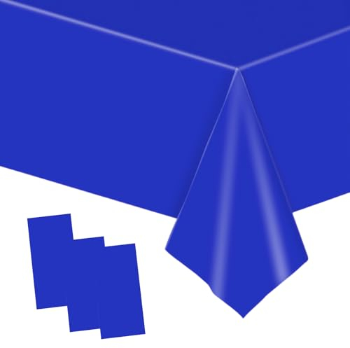 3 Stück Tischdecke Blau Einweg,137 * 274cm Papiertischdecke Blau Tischtuch Tischdecke Blau Papier,wasserdichte Tischdecke Blau Tischdecken für Party,Picknick,Geburtstags,Hochzeit,Weihnachten