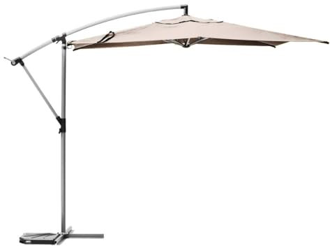 Hespéride - Parasol Déporté Rond Manoa Blé 3 m Anti-Rouille Rotation 360° Protection Soleil, Intempéries pour Jardin, Terrasse