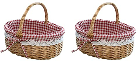 VENEKA 2X Weiden Korb Geschenk KöRbe Leerer Ovaler Weiden Picknick Korb mit Hochzeits Korb Klein