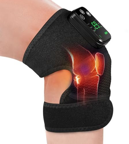 Towwoo Ginocchiera Riscaldante con Massaggio, Massaggiatore per Ginocchio Riscaldato, Massaggiatore Gambe a Vibrazione con Calore per Alleviare lo Stress, 3 Modalità di Riscaldamento e Intensità