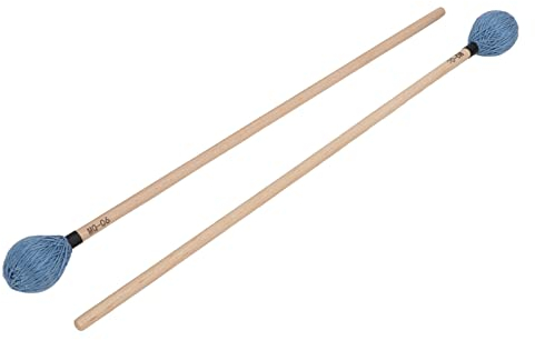 Mittelharter Schlägel, Glatter Hartgarn-Schläger, Weich Spielend, 1 Paar Marimba-Schlägel, Professionell für Schlaginstrumente (Blau)