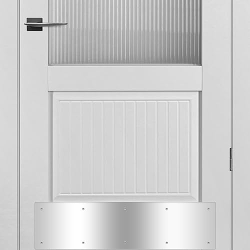 Bikykose 2pcs 30×8Inch Aluminum Door Kick Plates for Exterior Doors – Decorative Protection to Prevent Damage from Kicking – Stylish and Durable Door Kick Plate(Silver)