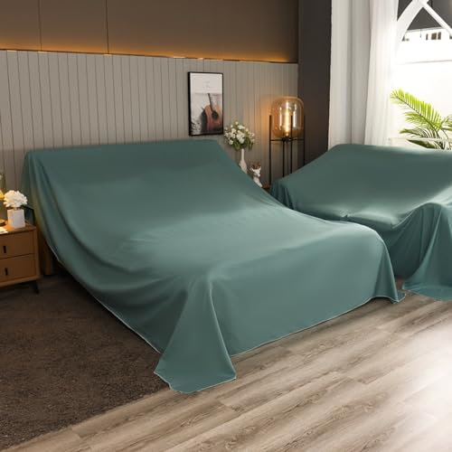 Gleedipre Sofaschutz Haushaltsstaubtuch gebürsteter Stoff Multifunktionales Abdecktuch Modern und schlicht Geeignet für Sofa/Bett/Tisch/TV/Stuhl/Auto Renovierungs-Staubschutz(Grün,240 x 350 cm)