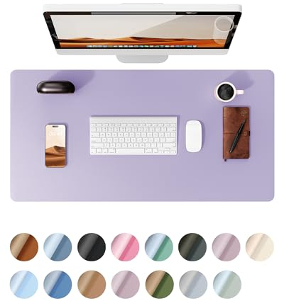 YSAGi Schreibtischunterlage 90x43cm, Premium Leder Mauspad XXL, Rutschfeste Tischunterlage Schreibunterlage, Multifunktionales Office Mousepad Schreibtisch Zubehör für Büro & Homeoffice (Lila)