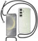 Tikgue Handyband für Samsung Galaxy S24 / Samsung Galaxy S25 Hülle mit Band, Handyhülle mit Kordel zum Umhängen Schutzhülle mit Kette Glitzer Transparent Weich TPU Silikon Bumper - Schwarz
