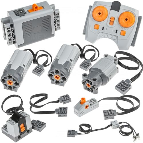 SEEMEY 9PCS Pièces-Techniques, Alimentation-Fonction-Pièces-Set Batterie-Boîte Infrarouge-Vitesse-AjustableTélécommande-Récepteur technic-Lagre-Moteur-Moyen-Moteur Compatible avec Lego