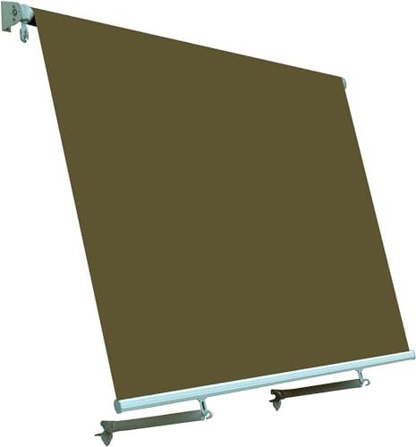 Tenda da Sole a Caduta con Bracci Protezione UV - Tenda Parasole Manuale da Balcone, Installazione a Parete con Staffe Incluse, Ideale per Balcone e Terrazzo, 300x245cm, Marrone