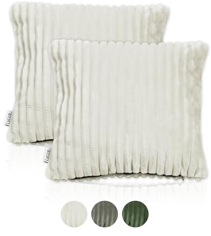 Lycce Kissenbezug Deluxe, 2er Set aus breitem Cordstoff beige (50 x 50 cm)