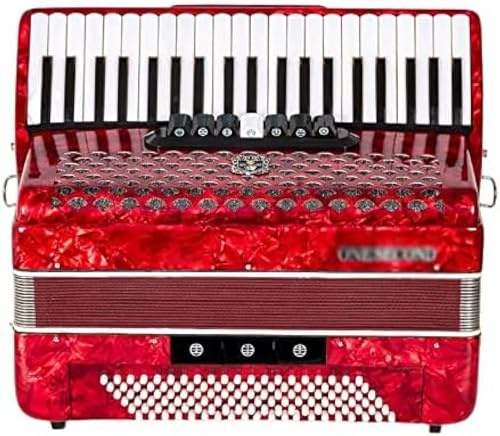 Akkordeon mit mehrstufigen Tonhöhenänderungen, enthält 96 Bässe/37 Keyboards, mit Tasche + Gurt, professioneller Leistungsunterricht für Erwachsene, Rot