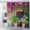 JOOCAR Italienischer Duschvorhang, Blick auf Steinmauer-Haus mit Blumentopf, Blume in Italien, ländliche Stadt, Garten, Badevorhang, wasserdicht, Duschvorhänge für Badezimmer, Dekoration, 183 x 190