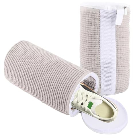 WANSHI Schuhwaschbeutel Waschmaschine,Sneaker Wäschesack, Wäschenetz,Schuhewasch Waschbeutel Maschine beutel ,Wäschesack Gepolstert Für Schuhe Waschmaschine (Graue Öffnung nach oben, 2PCS)
