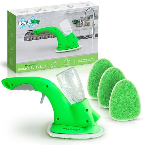 Nest Zest HandyMop Handheld Surface Spray Mop with 3 Microfiber Cleaning Pads – Mini Mop Spray for Cleaning Kitchen, Bathroom, and Living Room Surfaces