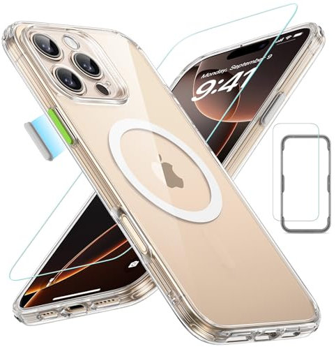 ESR for iPhone 16 Pro Max Case (4 in 1) Set, Translucent Matte Case with Screen Protector, Compatible with MagSafe, Military-Grade Protection, Classic Series, Clear