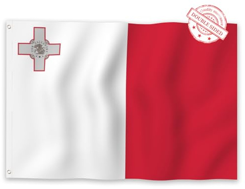 Aoihrraan Malta Flagge 150x250cm Doppelseitige Malteser Flagge Banner Für Outdoor-Feiern Haus Garten Veranda Party Dekoration Fahnen Mit 2 Stabilen Ösen Präzision Maschine Genäht