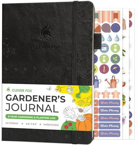 Clever Fox Gardener’s Journal – Guided Gardening Notebook to Plant Vegetables, Flowers & Herbs – 5-Year Garden Log Book for Beginners (Black)