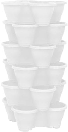simpa 6PC Quad-Pot Stackable Indoor & Outdoor Planters - White
