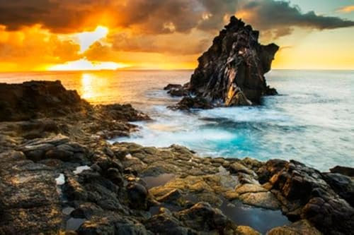 Poster-Bild 60 x 40 cm: Wunderschöner Sonnenuntergang auf der Insel Madeira (114118785)
