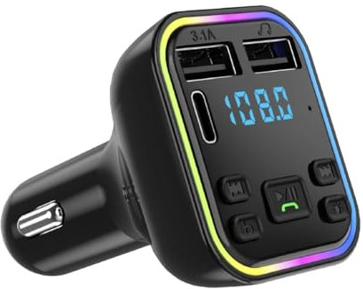 AUTOLUXE Bluetooth 5.3 FM Transmitter for car Wireless Radio Adapter with 2 USB Ports + USB C Fast Charging MP3 SD Card Compatible